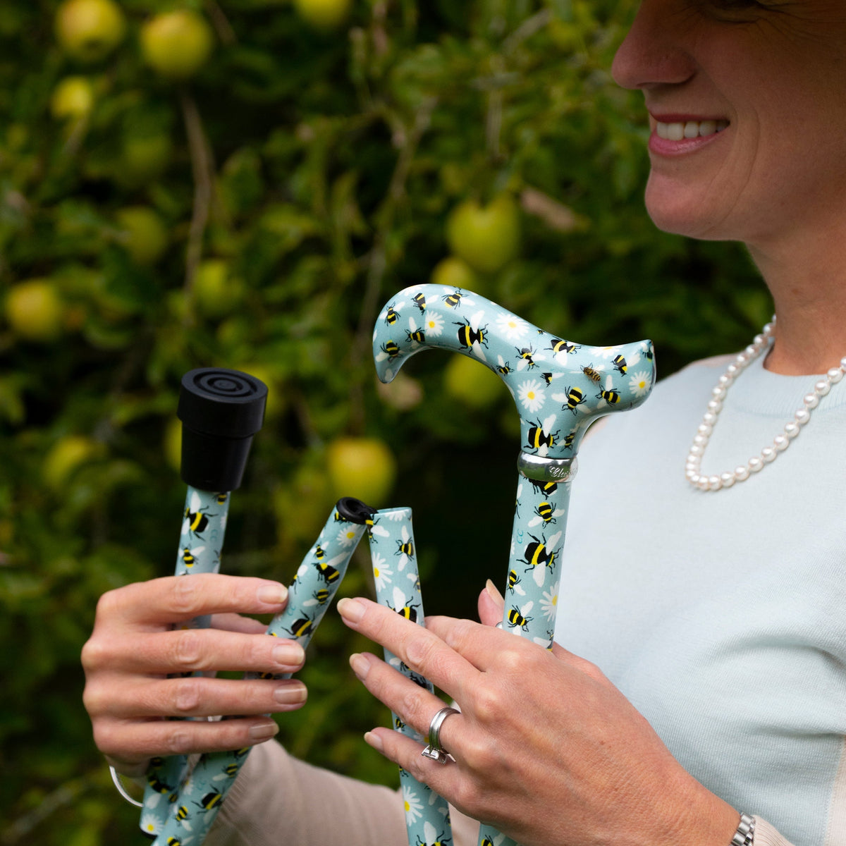 Bees Folding Adjustable Cane with Derby Handle