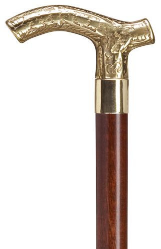 Genuine Oak Wood Derby Walking Cane With Oak Shaft And Brass