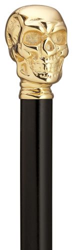 Brass Skull on Black Shaft-Classy Walking Canes