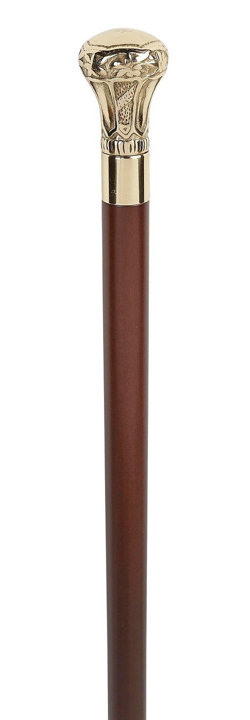 Regal Brass Knob Handle Walnut Shaft Walking Cane - Exquisite Canes
