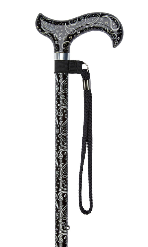 Adjustable Fashionable Black Cane with Diamonds and Pearls