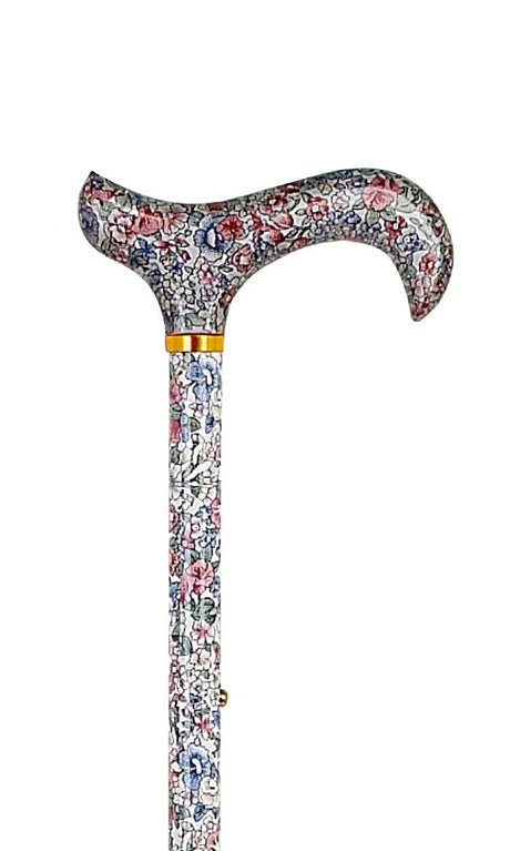 Adjustable Blue Floral Patterned Handle-Classy Walking Canes