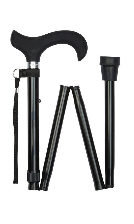 Black Adjustable Folding Walking Stick 