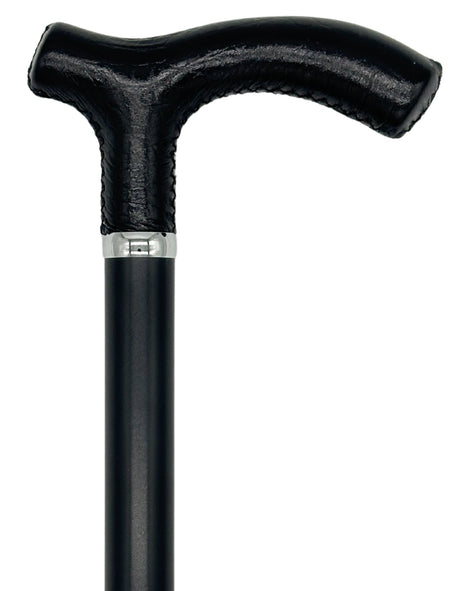 Tall Adjustable Classy Cane with Black Italian Leather 29" to 39"-Classy Walking Canes