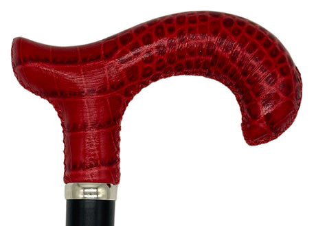 Tall Adjustable Classy Cane with Red Derby Leather Handle 29" to 39"-Classy Walking Canes