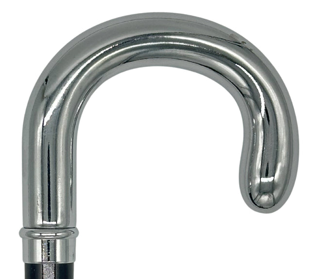 Classy Canes Smooth Chrome Crook Handle from Italy-Classy Walking Canes