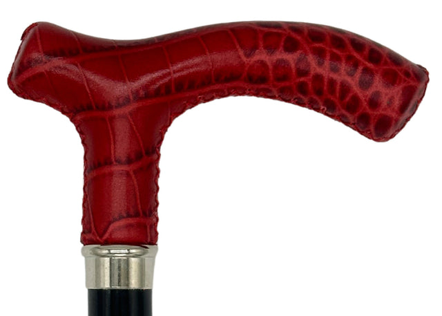 Classy Cane with Coconut Red Fritz Handle in Italian Leather-Classy Walking Canes