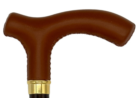 Classy Cane with Brown Fritz Handle in Italian Leather-Classy Walking Canes