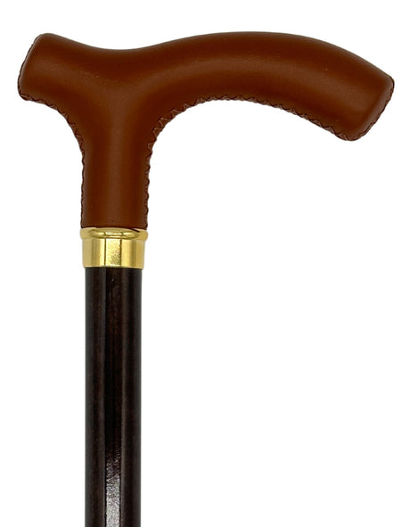 Classy Cane with Brown Fritz Handle in Italian Leather-Classy Walking Canes