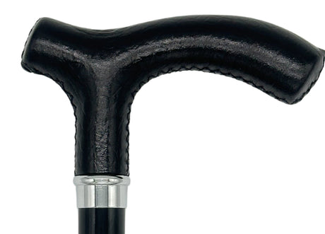 Classy Cane with Coconut Black Fritz Handle in Italian Leather-Classy Walking Canes