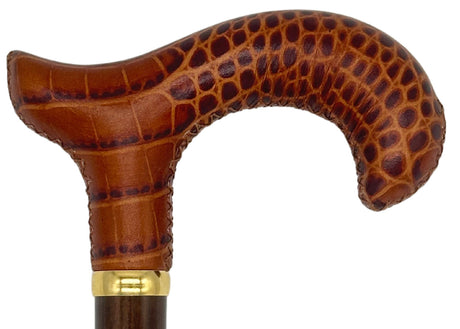 Classy Cane with Coconut Cognac Derby Handle in Italian Leather-Classy Walking Canes