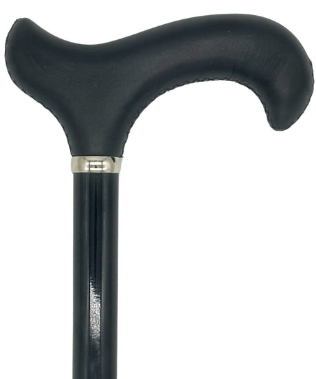 Classy Cane with Black Derby Handle in Italian Leather-Classy Walking Canes