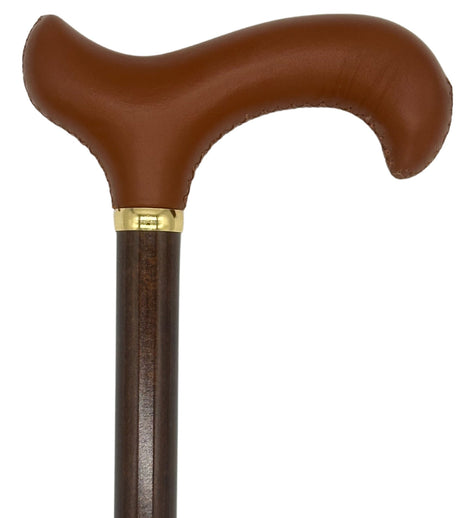 Classy Cane with Siena Red Derby Handle in Italian Leather-Classy Walking Canes