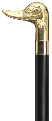 Duck Brass Head with Black Shaft-Classy Walking Canes