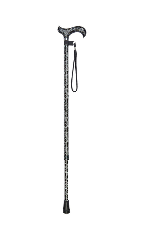 Ladies Adjustable Black Paisley Design-Classy Walking Canes