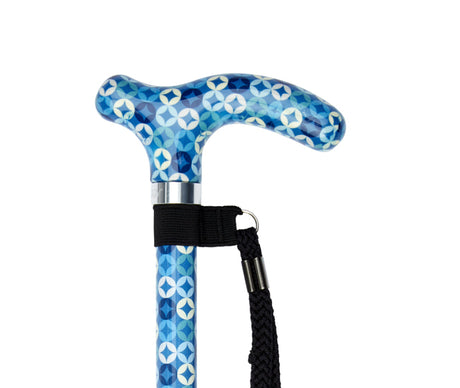 Petite Ladies Adjustable Blue Circle Design-Classy Walking Canes