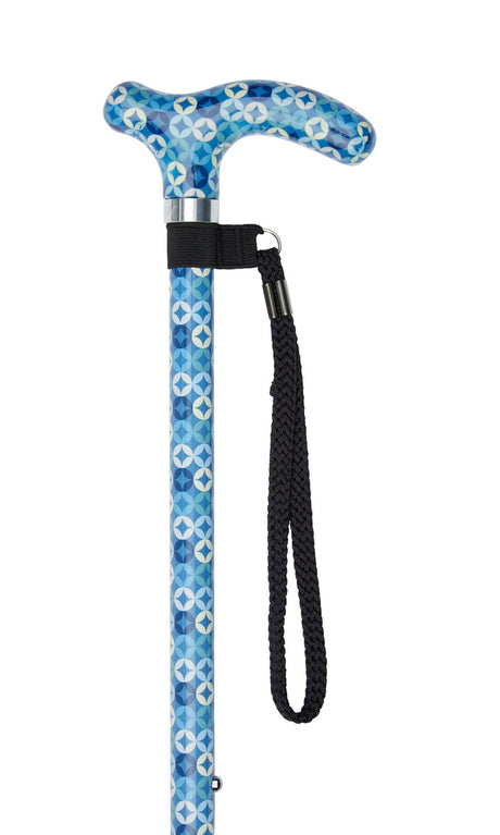 Petite Ladies Adjustable Blue Circle Design-Classy Walking Canes