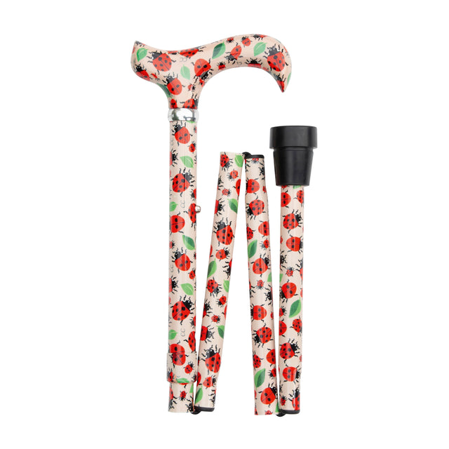 Ladybirds Design Folding Adjustable Cane with Derby Handle-Classy Walking Canes