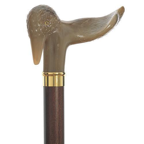 Vintage Style Brass Crow Head Handle Wooden Walking Stick