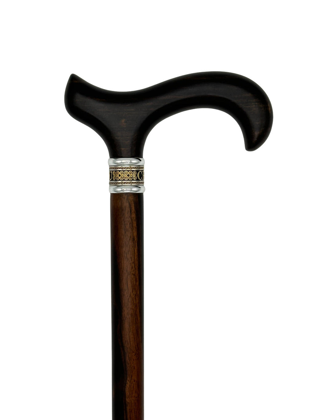 Wood Cane Soft Touch Derby Handle - Black