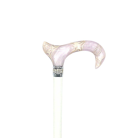 Classy Walking Canes Adjustable Elegant Shinny White with Rhinestone Collar-Classy Walking Canes