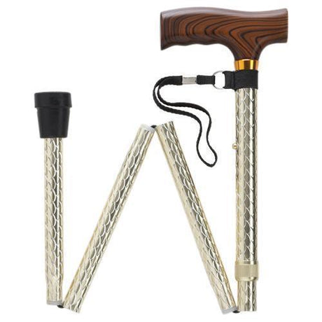 Designer Folding Cane in Gold-Classy Walking Canes