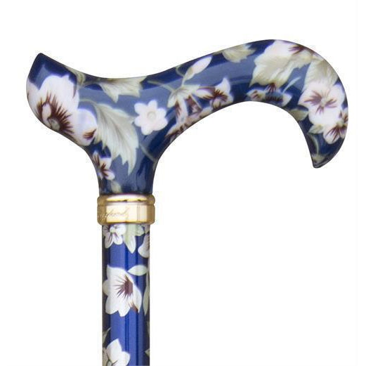 Tea Party in Adjustable Dark Blue Floral-Classy Walking Canes