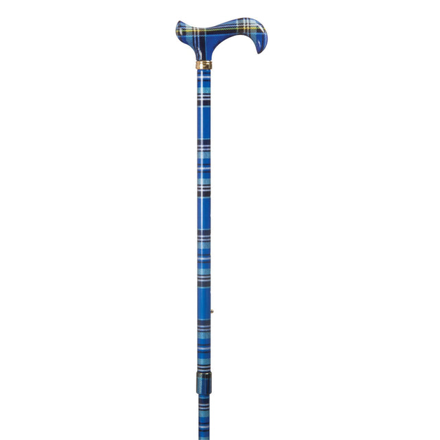 Fashion Derby in Blue Tartan-Classy Walking Canes