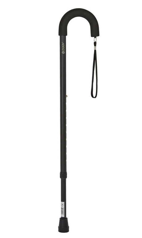 Ziggy Crook Adjustable Cane in Black-Classy Walking Canes