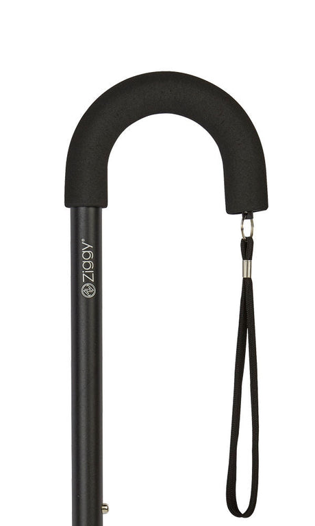 Ziggy Crook Adjustable Cane in Black-Classy Walking Canes